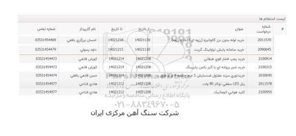 استعلام خرید لوله بدون درز گالوانیزه ...