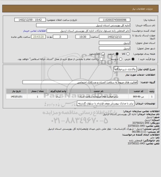 استعلام واگذاری شیرخوارگاه