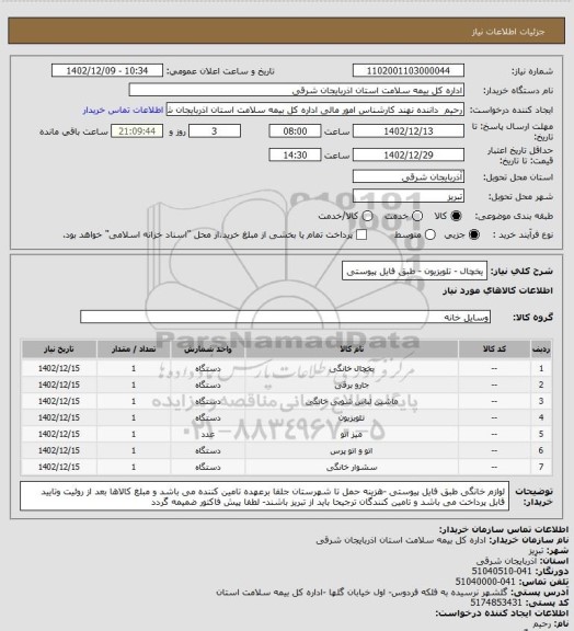 استعلام یخچال - تلویزیون - طبق فایل پیوستی