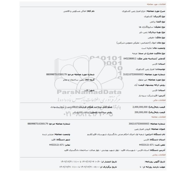 امتیاز زمین کشاورزی