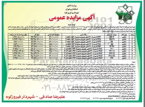 مزایده فروش 10 قطعه زمین با کاربری تجاری  - نوبت دوم 