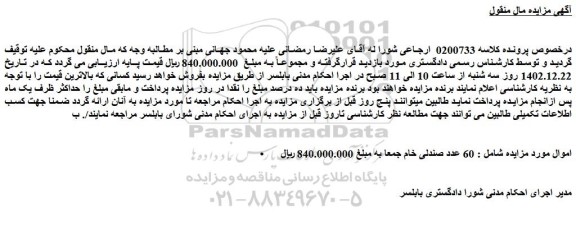 مزایده فروش 60 عدد صندلی خام