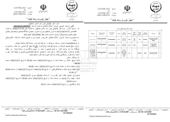 مزایده فروش املاک تملیکی