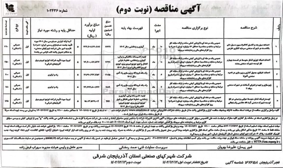 مناقصه احداث سیل بند و تکمیل کانالیزاسیون مسیل های بالادست در شهرک  ...- نوبت دوم