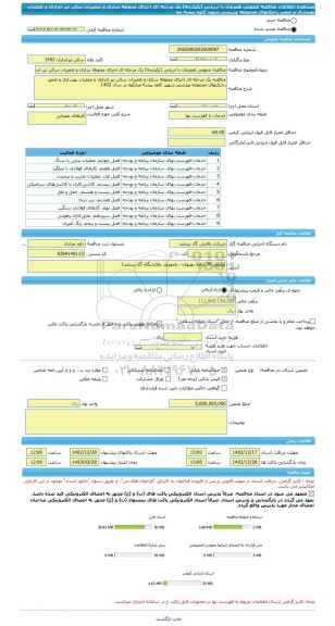 مناقصه، مناقصه عمومی همزمان با ارزیابی (یکپارچه) یک مرحله ای اجرای محوطه سازی و تعمیرات سالن تیر اندازی و عملیات بهسازی و تعمیر رختکنهای مجموعه ورزشی شهید کاوه پیشه میا