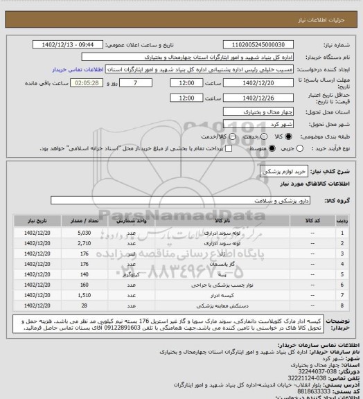 استعلام خرید لوازم پزشکی