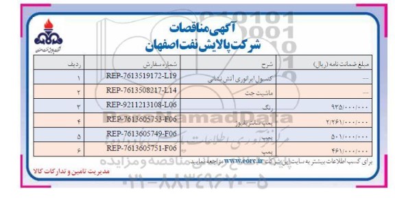 مناقصه کنسول اپراتوری آتش نشانی و ...