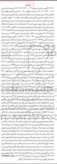 مزایده فروش ششدانگ یک قطعه واحد تجاری به پلاک ثبتی دو هزار و صد و هفتاد و یک فرعی 