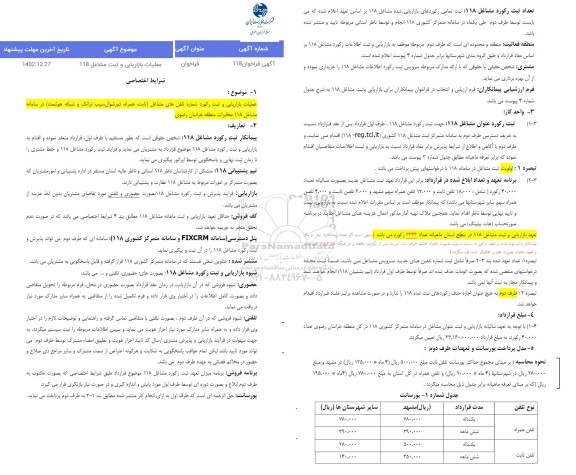فراخوان عملیات بازاریابی و ثبت مشاغل 118