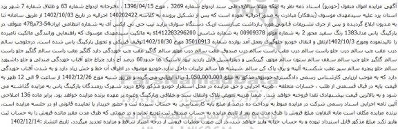 مزایده سواری پراید تیپ جی تی ایکس آی