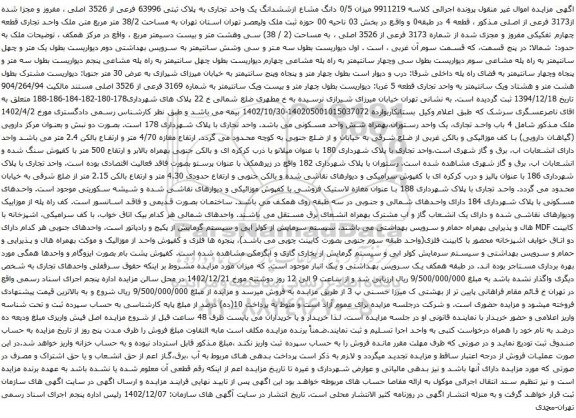میزان 0/5 دانگ مشاع ازششدانگ یک واحد تجاری