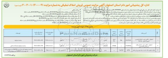 مزایده فروش املاک تملیکی ـ نوبت دوم