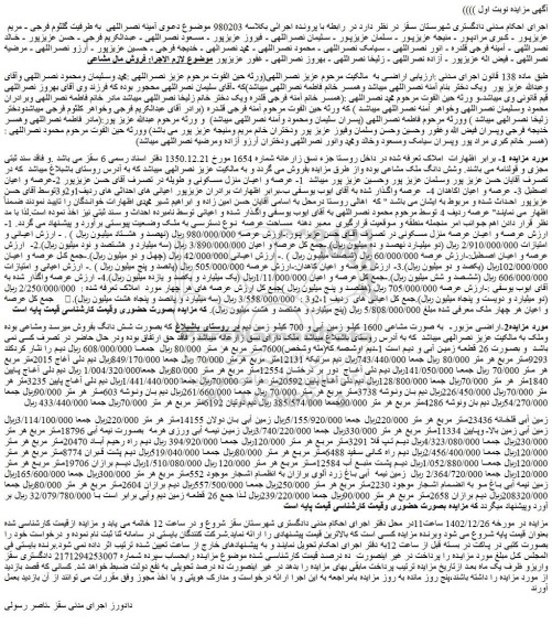 مزایده فروش ملک و اراضی