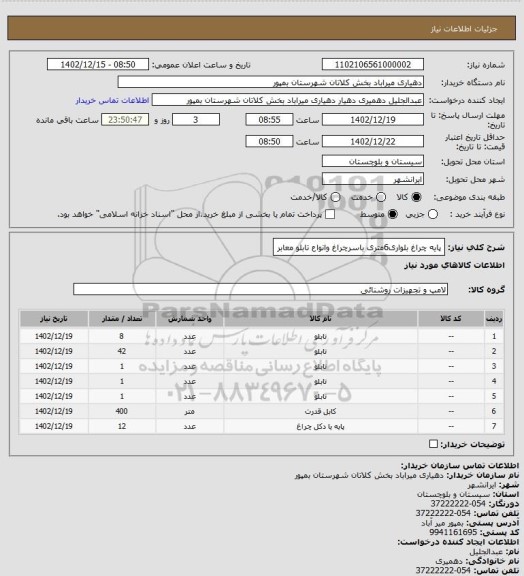 استعلام پایه چراغ بلواری6متری باسرچراغ وانواع تابلو معابر