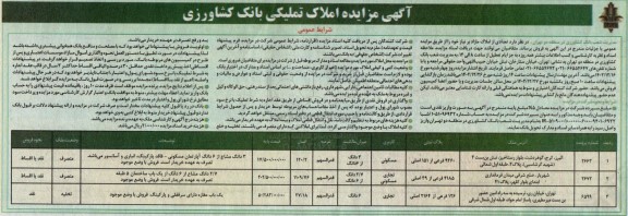مزایده فروش تعدادی از املاک مازاد
