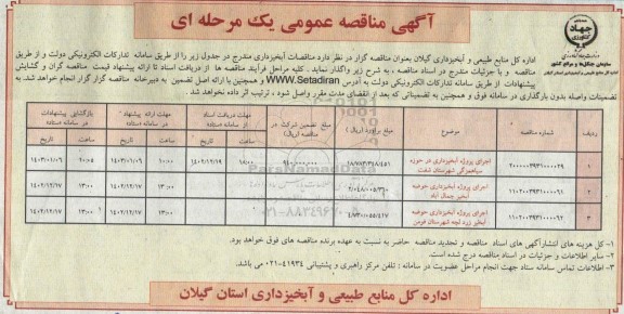مناقصه اجرای پروژه آبخیزداری در حوزه سیاهمزگی ....