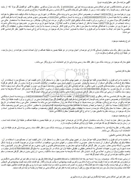 مزایده فروش یک باب ساختمان شمالی