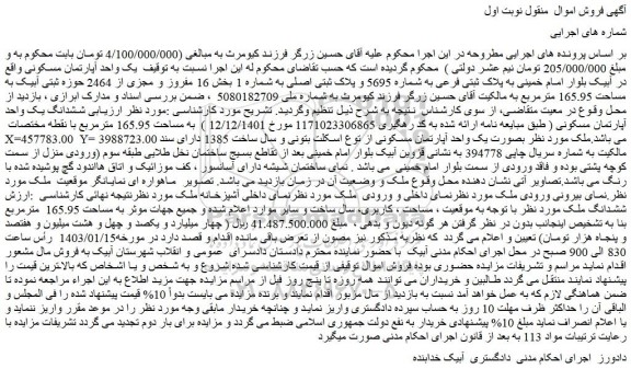 مزایده فروش ششدانگ ملک