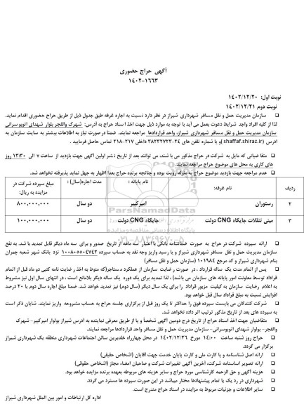 مزایده اجاره غرفه رستوران و ...