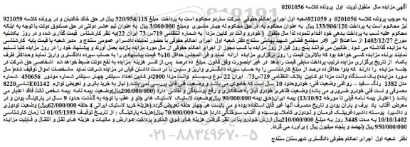 مزایده فروش خودرو وانت دو کابین مزدا 