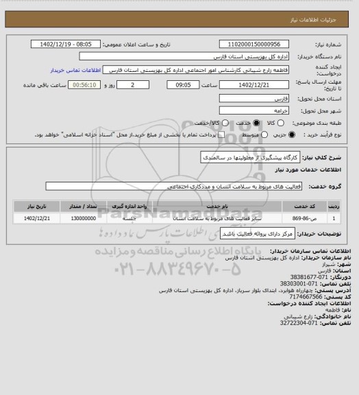 استعلام کارگاه پیشگیری از معلولیتها در سالمندی