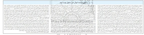 مزایده فروش یک دانگ و سه چهارم دانگ مشاع از ششدانگ پلاک ثبتی 1915.4 اصلی 