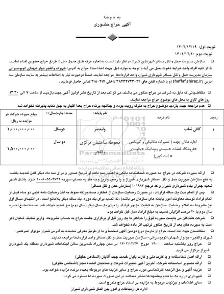 مزایده اجاره غرفه کافی شاپ و ...  - نوبت دوم 