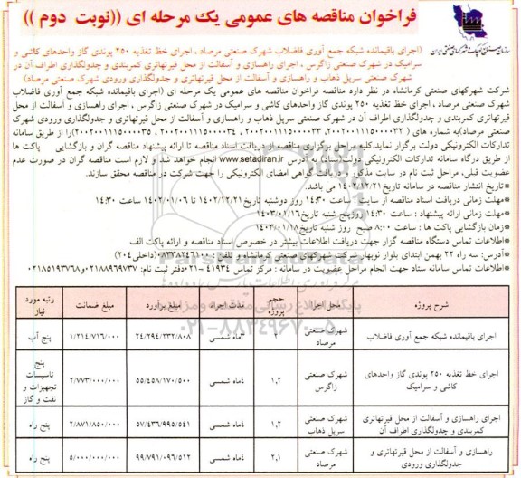 مناقصه اجرای شبکه جمع آوری فاضلاب....- نوبت دوم