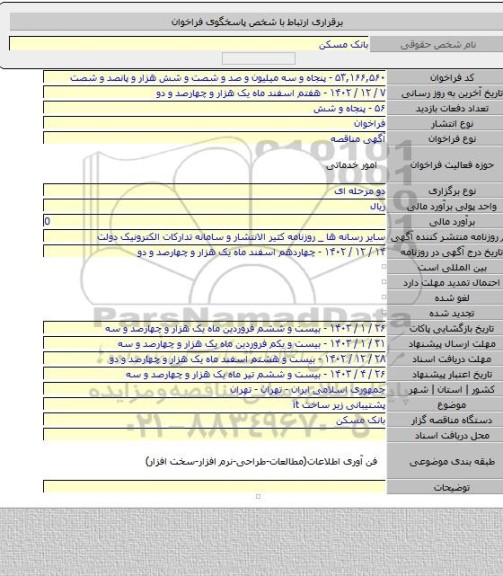 مناقصه, پشتیبانی زیر ساخت it