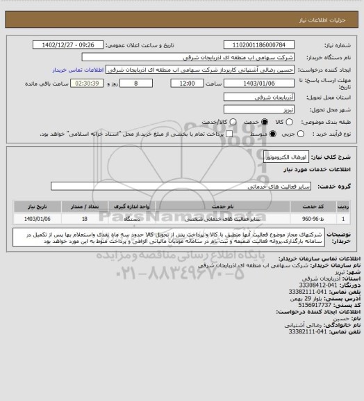 استعلام اورهال الکتروموتور