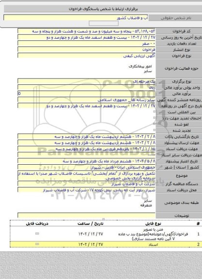 مناقصه, تکمیل و بهره برداری از 