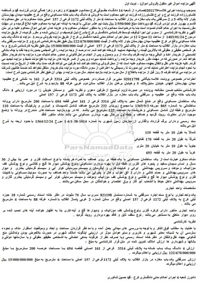 مزایده فروش 4 دانگ یک باب خانه مسکونی