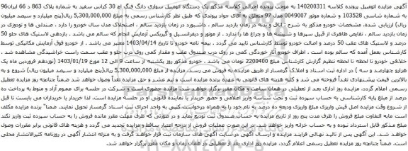 مزایده یک دستگاه اتومبیل سواری دانگ فنگ اچ 30 کراس سفید