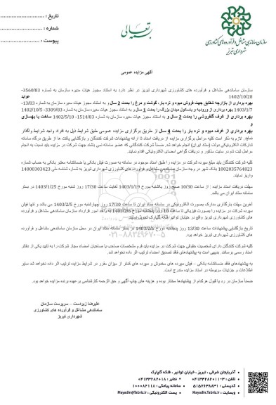 فراخوان بهره برداری از بازارچه شقایق جهت فروش میوه و تره بار و گوشت و مرغ...