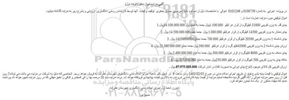 مزایده فروش چای قلم به وزن تقریبی 31000 کیلوگرم