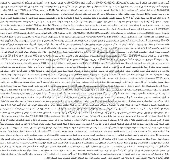مزایده یک دستگاه آپارتمان 