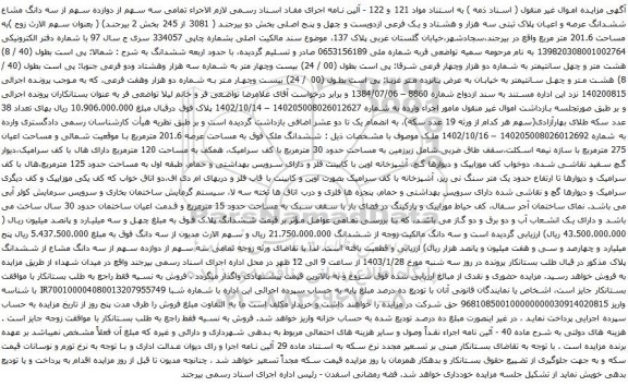 مزایده ششدانگ ملک