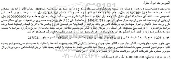 مزایده فروش خودرو 206 بژ هاچ بک