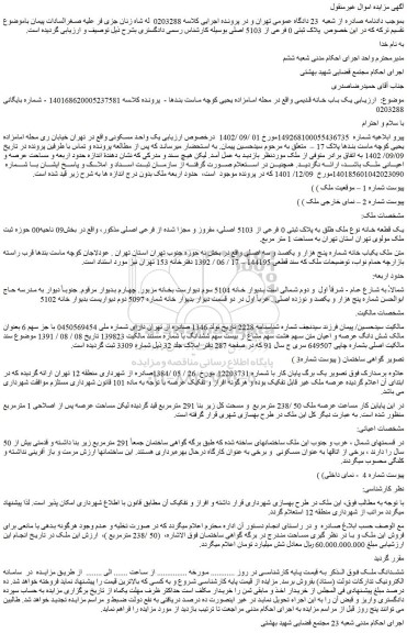 مزایده پلاک ثبتی 0 فرعی از 5103 اصلی