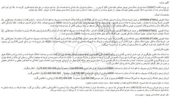 مزایده فروش املاک