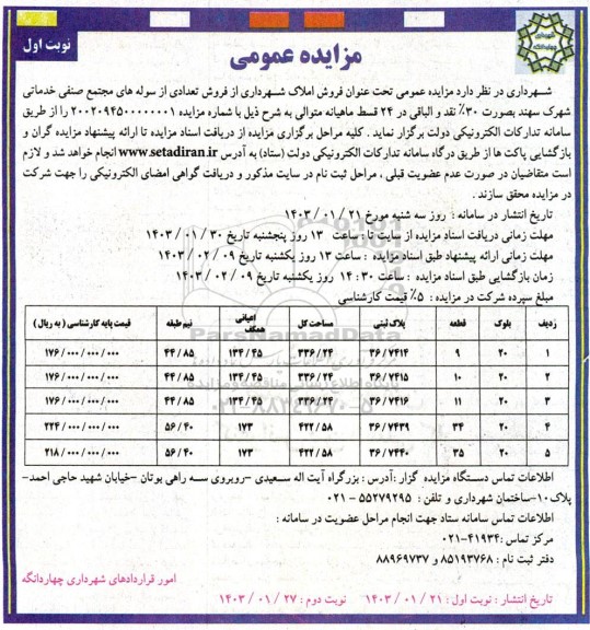 مزایده عمومی فروش املاک شهرداری از فروش تعدادی از سوله های مجتمع...