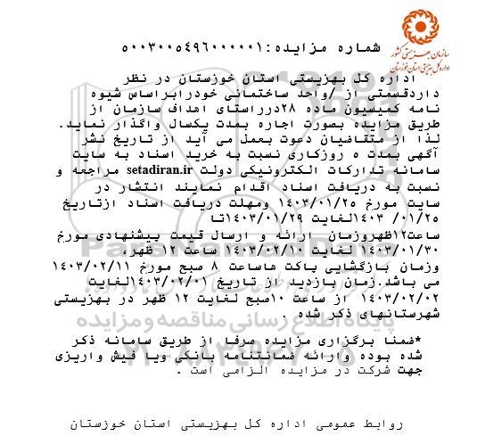 مزایده اجاره قسمتی از واحد ساختمانی