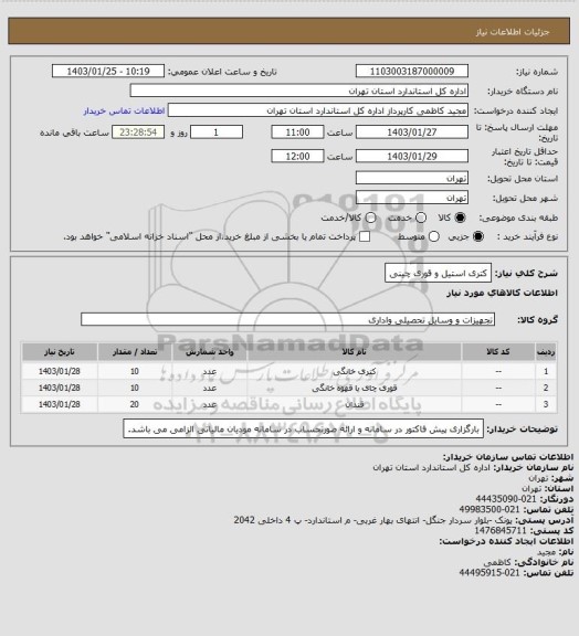 استعلام کتری استیل و قوری چینی