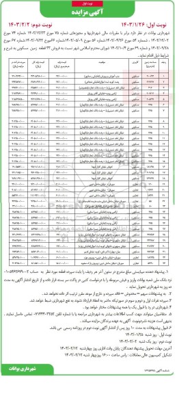 مزایده فروش 33 قطعه زمین مسکونی