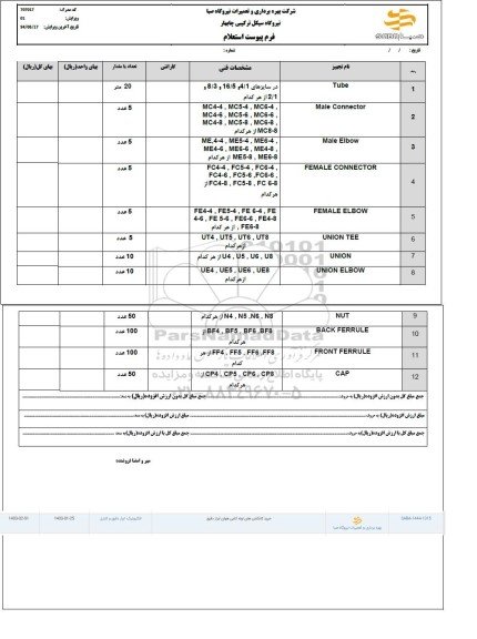 استعلام خرید کانکشن های لوله کشی هوای ابزار دقیق ...