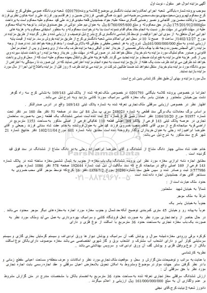 مزایده فروش ششدانگ یک باب مغازه