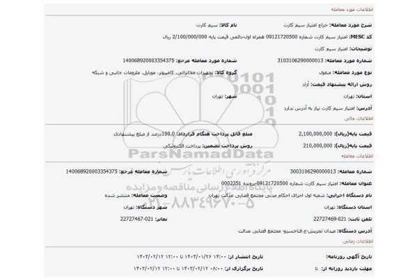 امتیاز سیم کارت
