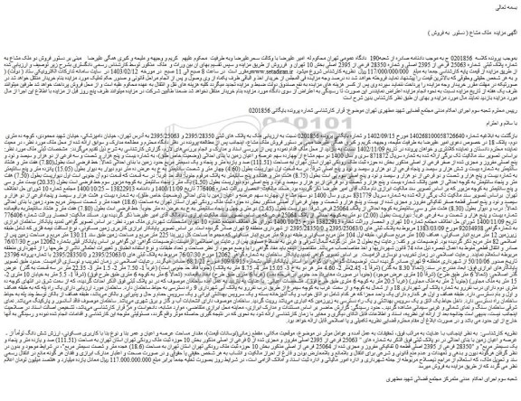 مزایده فروش دو ملک مشاع به شماره پلاک ثبتی  شماره 25063 فرعی از 2395 اصلی و شماره 28350 فرعی از 2395 اصلی