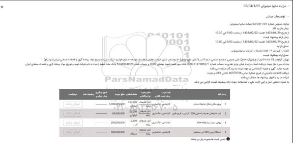 مزایده ورق مثلثی شکل ضایعات ساید ..