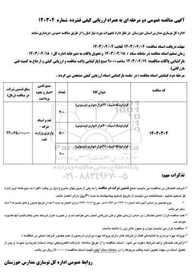 مناقصه کولر دو تیکه 24 هزار دیواری